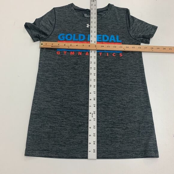 Under Armour Gold Medal Gymnastics T Shirt Womens XS Gray HeatGear UA Locker Tee - Picture 8 of 13
